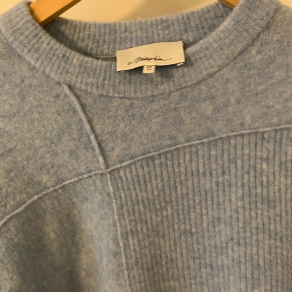 3.1 Phillip Lim Sky Blue Lofty Basket Weave Long Sleeve Sweater XS - Picture 2 of 5